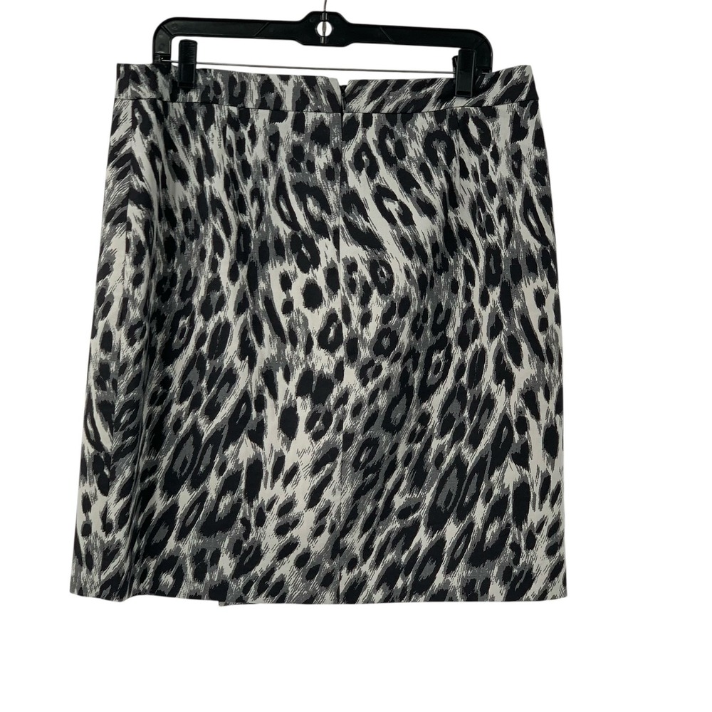 Anne Klein Womens Gray Black Leopard Animal Print Faux Wrap Pencil Skirt Size 12